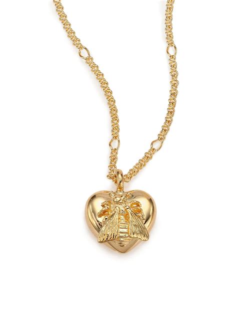 gucci bee heart necklace|Gucci trademark necklace with heart pendant.